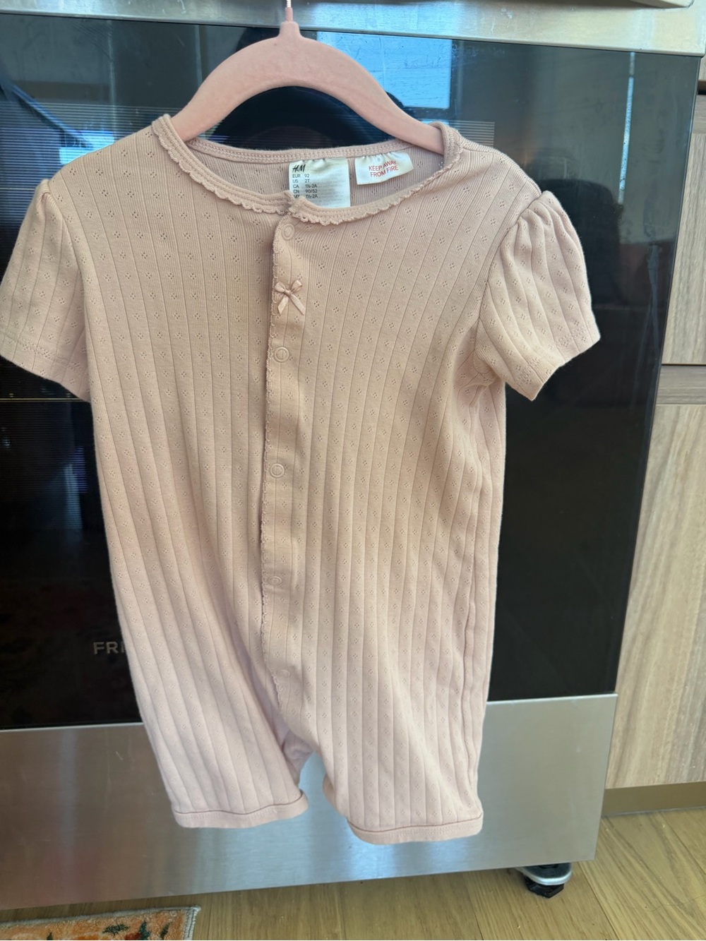 H&M Dusty Pink Knit Short-Sleeve Romper